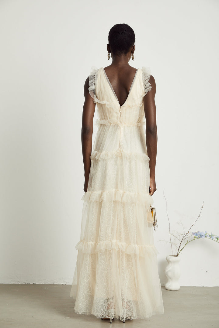 Levoire | Robe Maxi À Volants Décorés