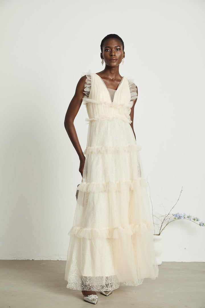Levoire | Robe Maxi À Volants Décorés