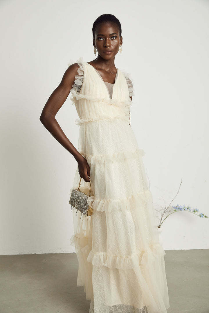 Levoire | Robe Maxi À Volants Décorés