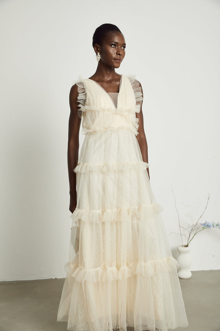 Levoire | Robe Maxi À Volants Décorés