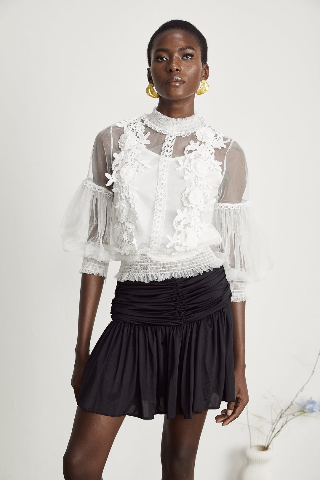 Levoire | Fleurs Top Semi-Transparent