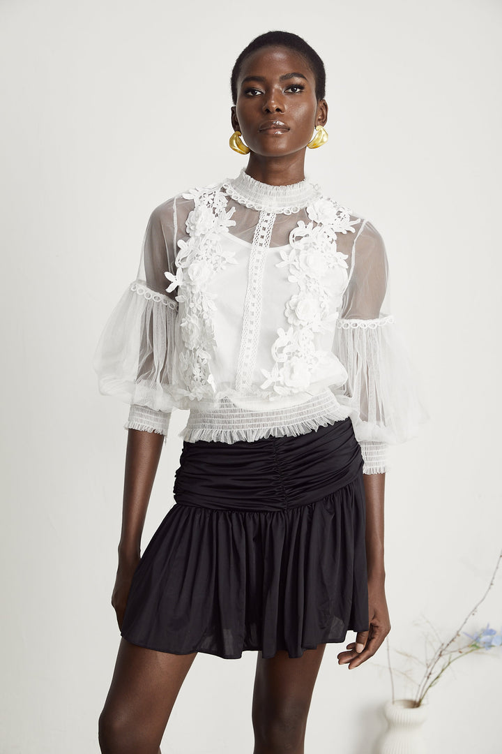 Levoire | Fleurs Top Semi-Transparent