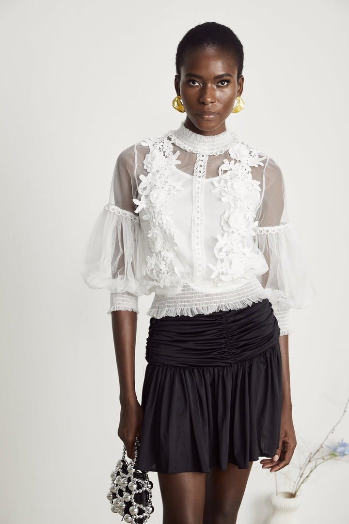 Levoire | Fleurs Top Semi-Transparent