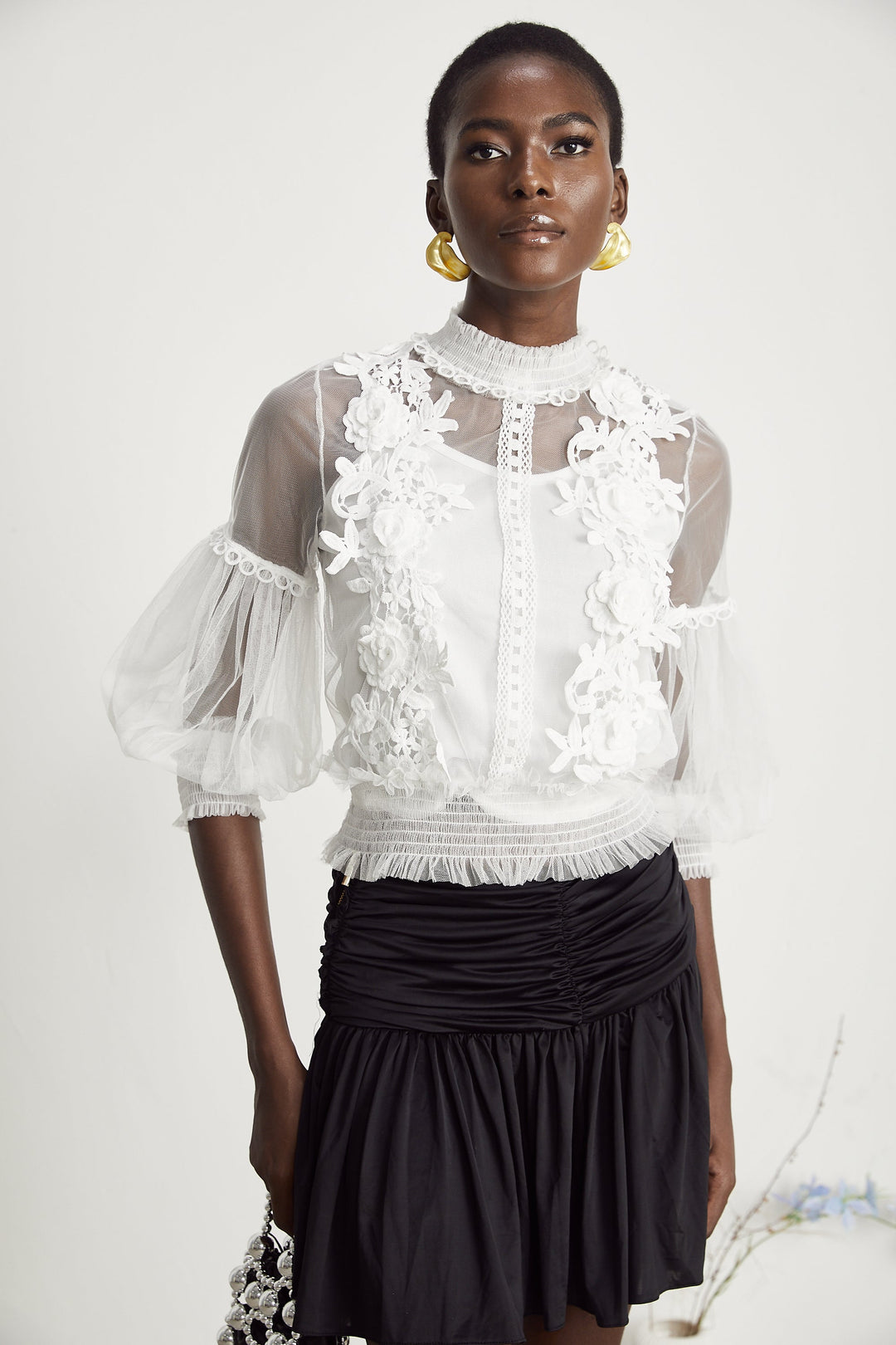 Levoire | Fleurs Top Semi-Transparent