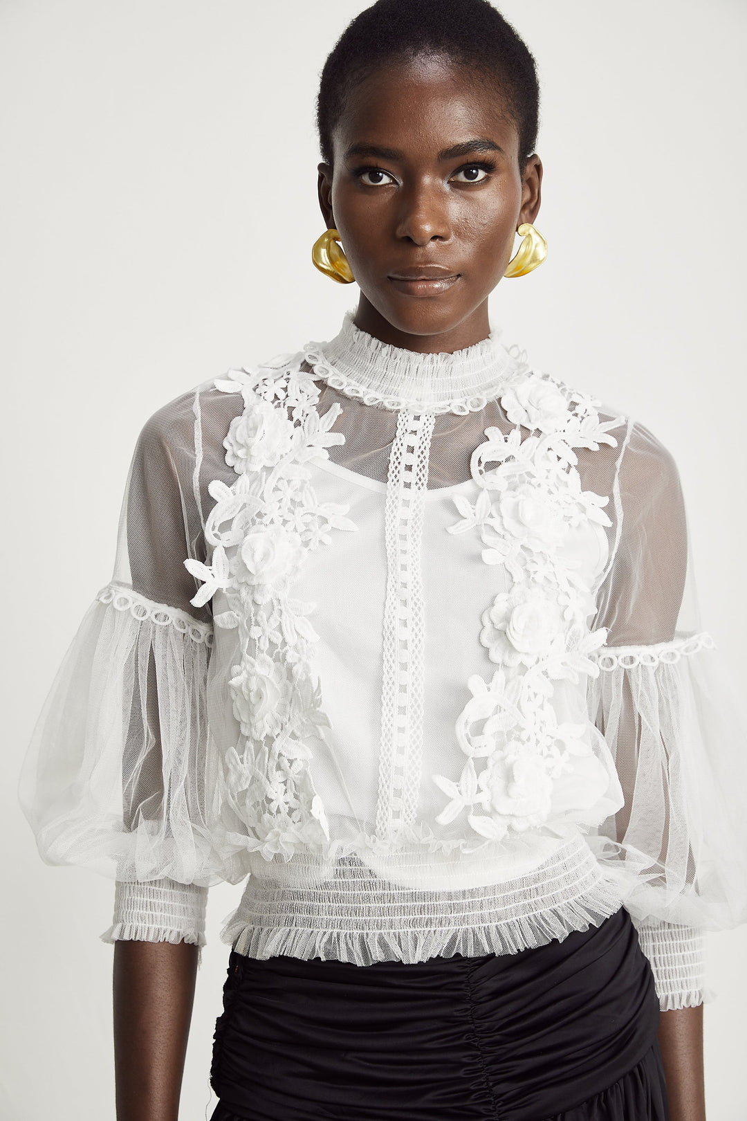 Levoire | Fleurs Top Semi-Transparent