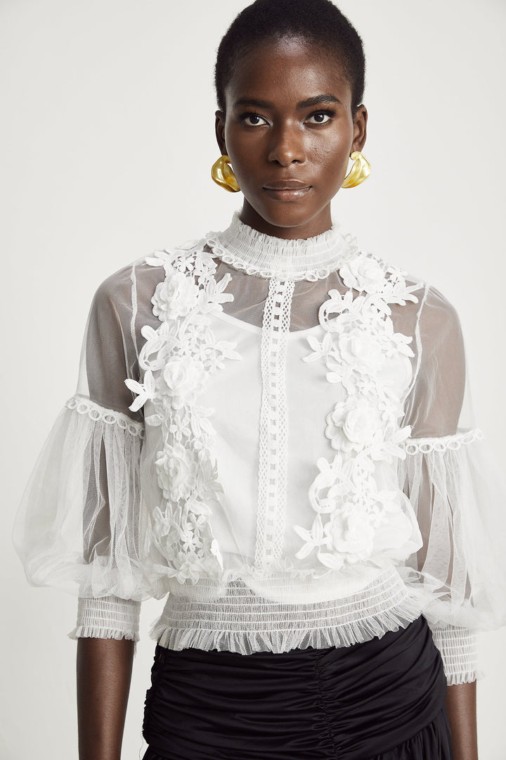 Levoire | Fleurs Top Semi-Transparent