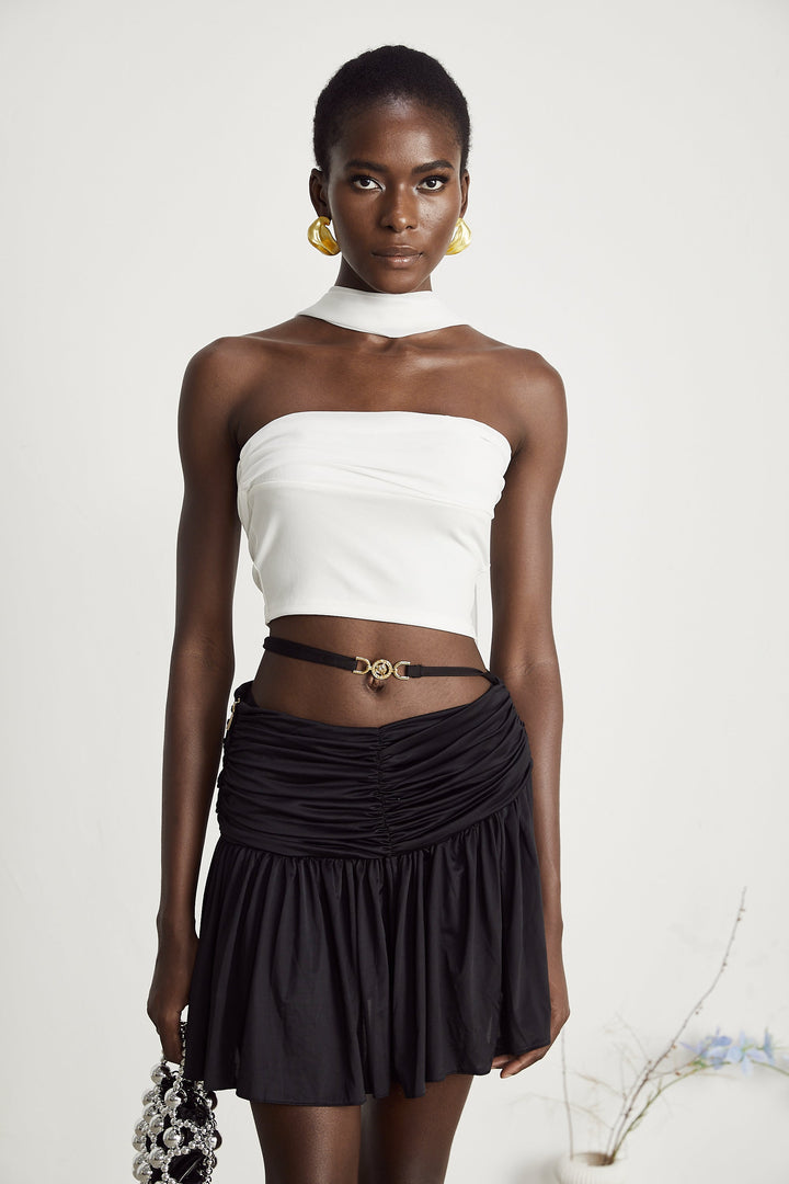 Levoire | Top À Volants Blanc Corset