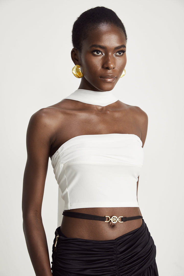 Levoire | Top À Volants Blanc Corset