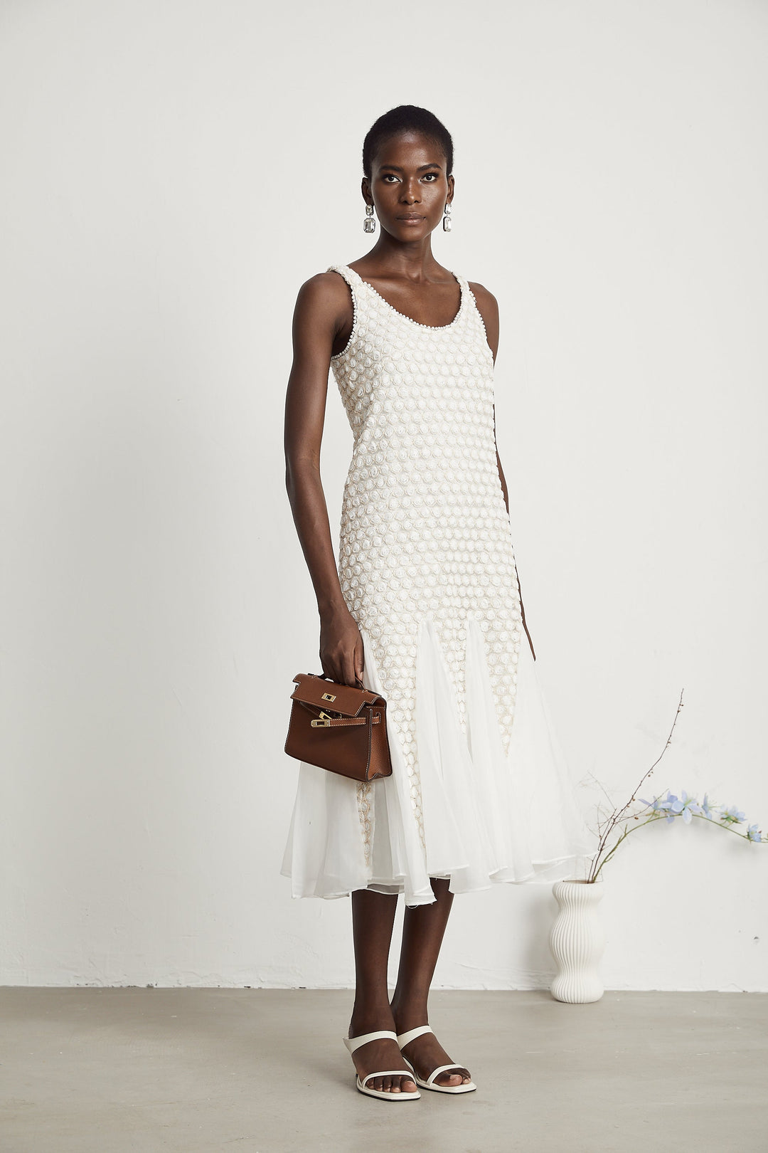 Levoire | Robe Midi En Tulle Décorée De Fausses Fleurs