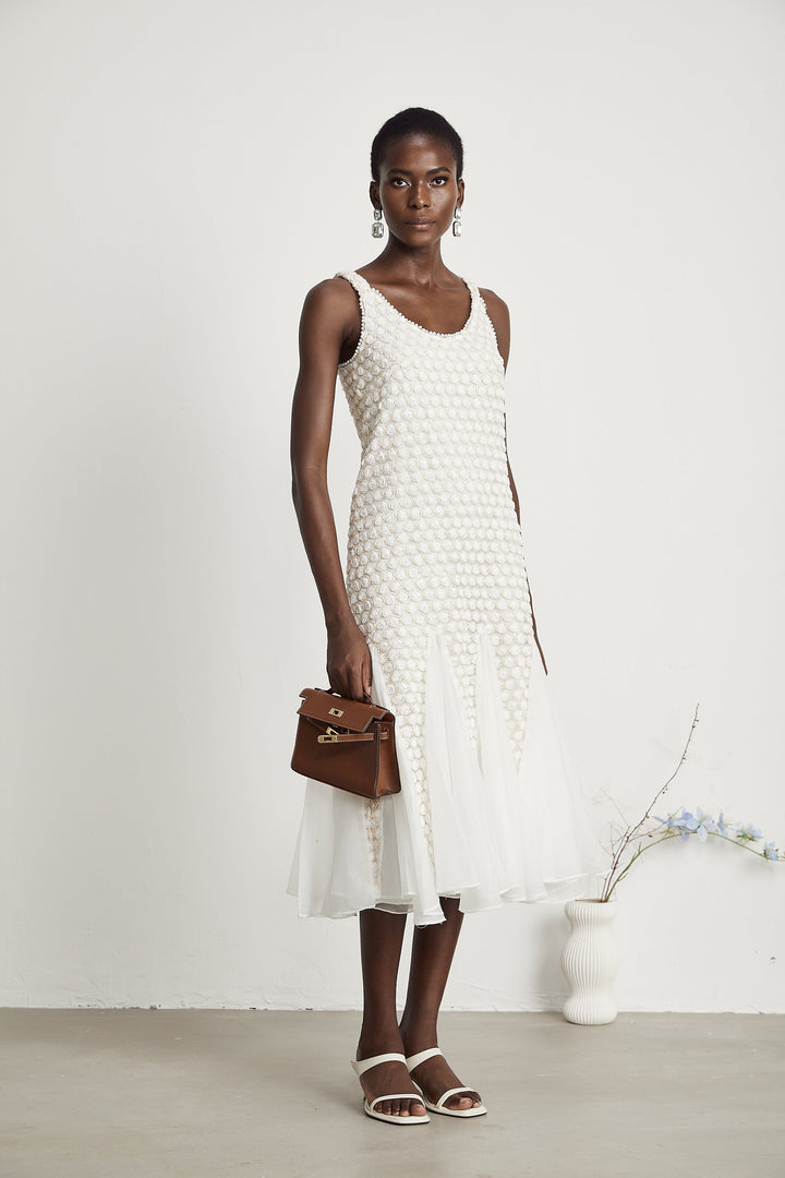 Levoire | Robe Midi En Tulle Décorée De Fausses Fleurs