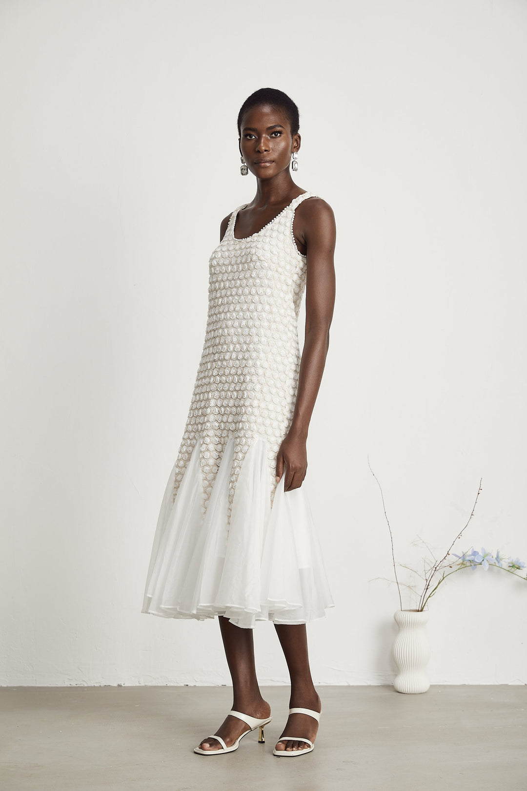 Levoire | Robe Midi En Tulle Décorée De Fausses Fleurs