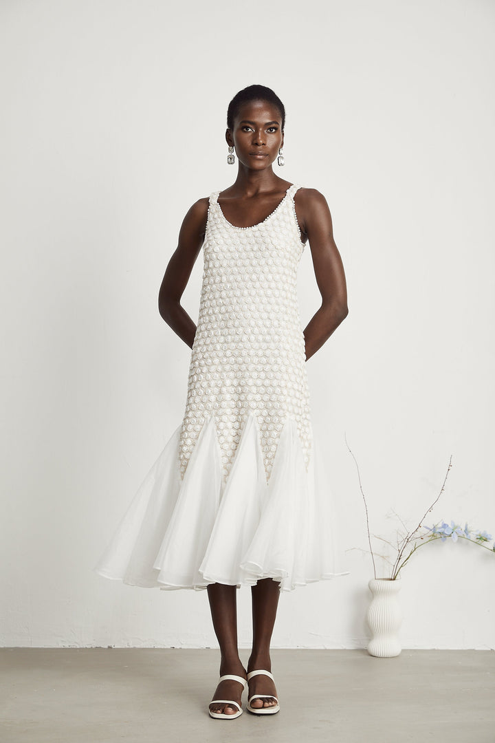 Levoire | Robe Midi En Tulle Décorée De Fausses Fleurs