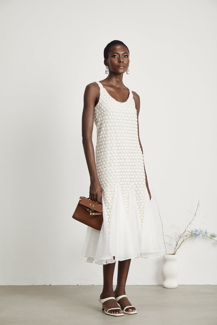 Levoire | Robe Midi En Tulle Décorée De Fausses Fleurs