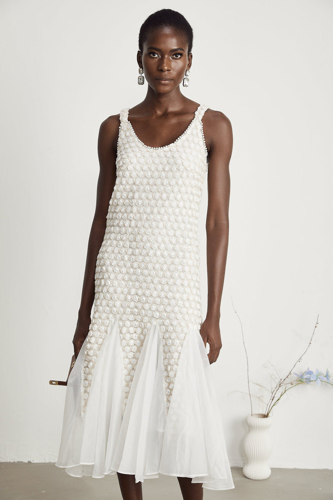 Levoire | Robe Midi En Tulle Décorée De Fausses Fleurs