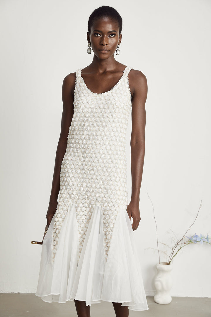 Levoire | Robe Midi En Tulle Décorée De Fausses Fleurs