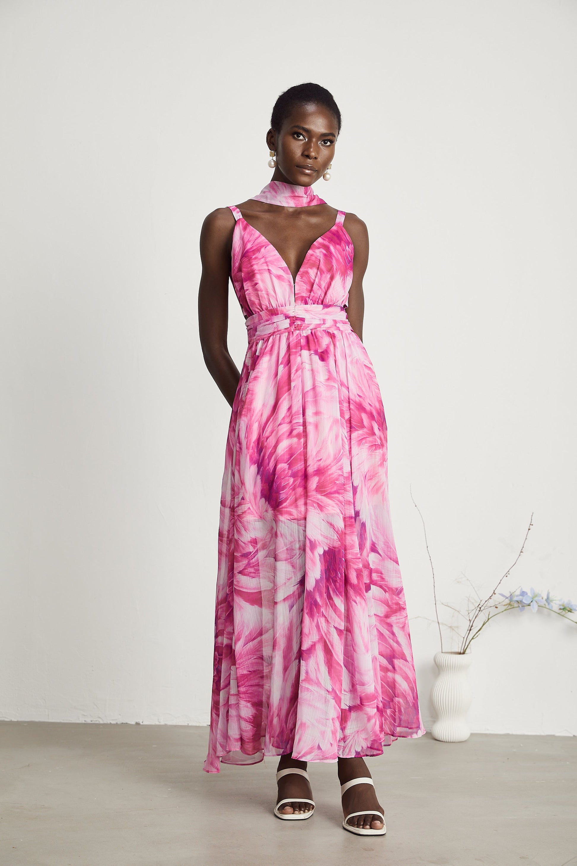 Levoire | Robe Maxi À Fleurs Décolleté En V