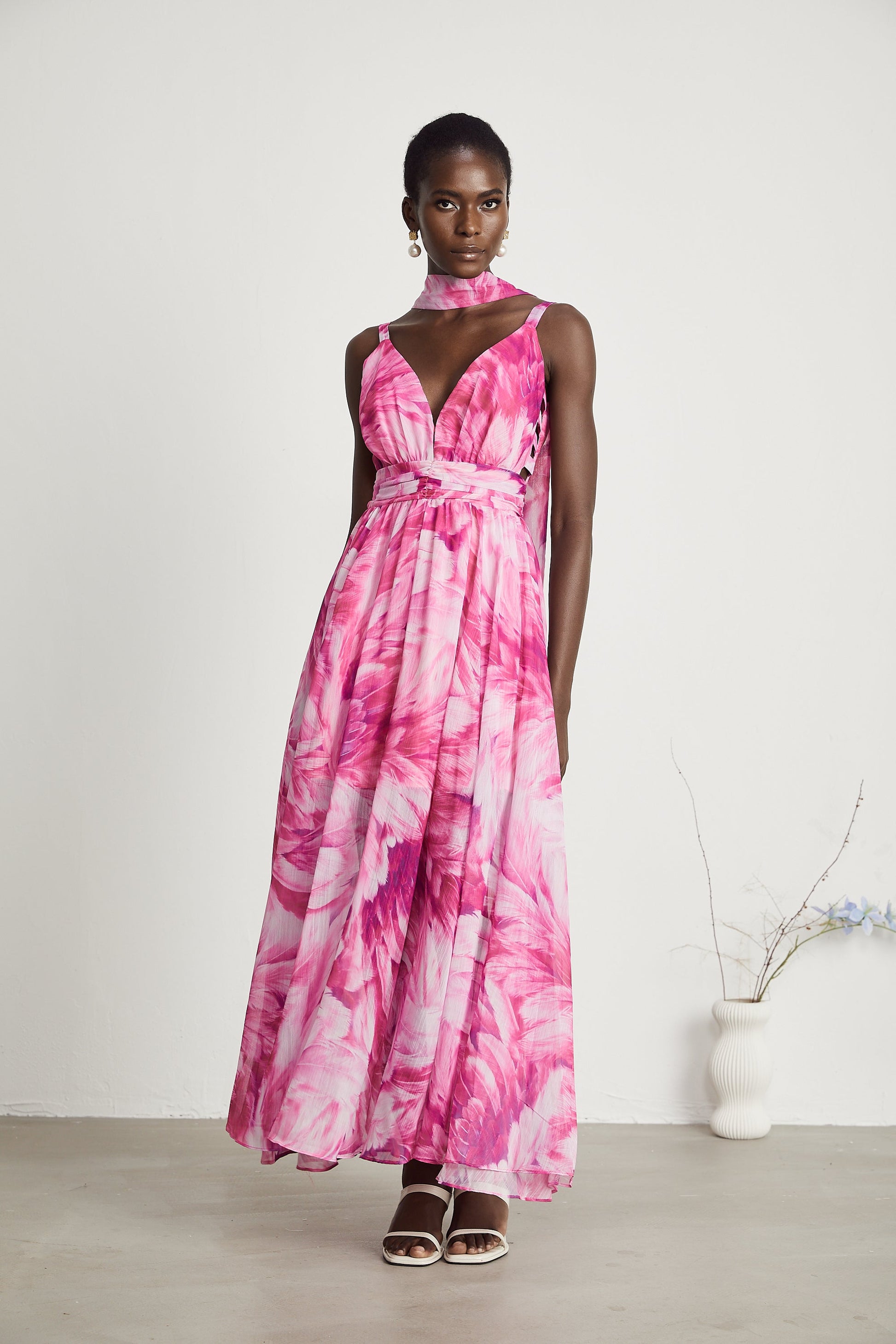 Levoire | Robe Maxi À Fleurs Décolleté En V