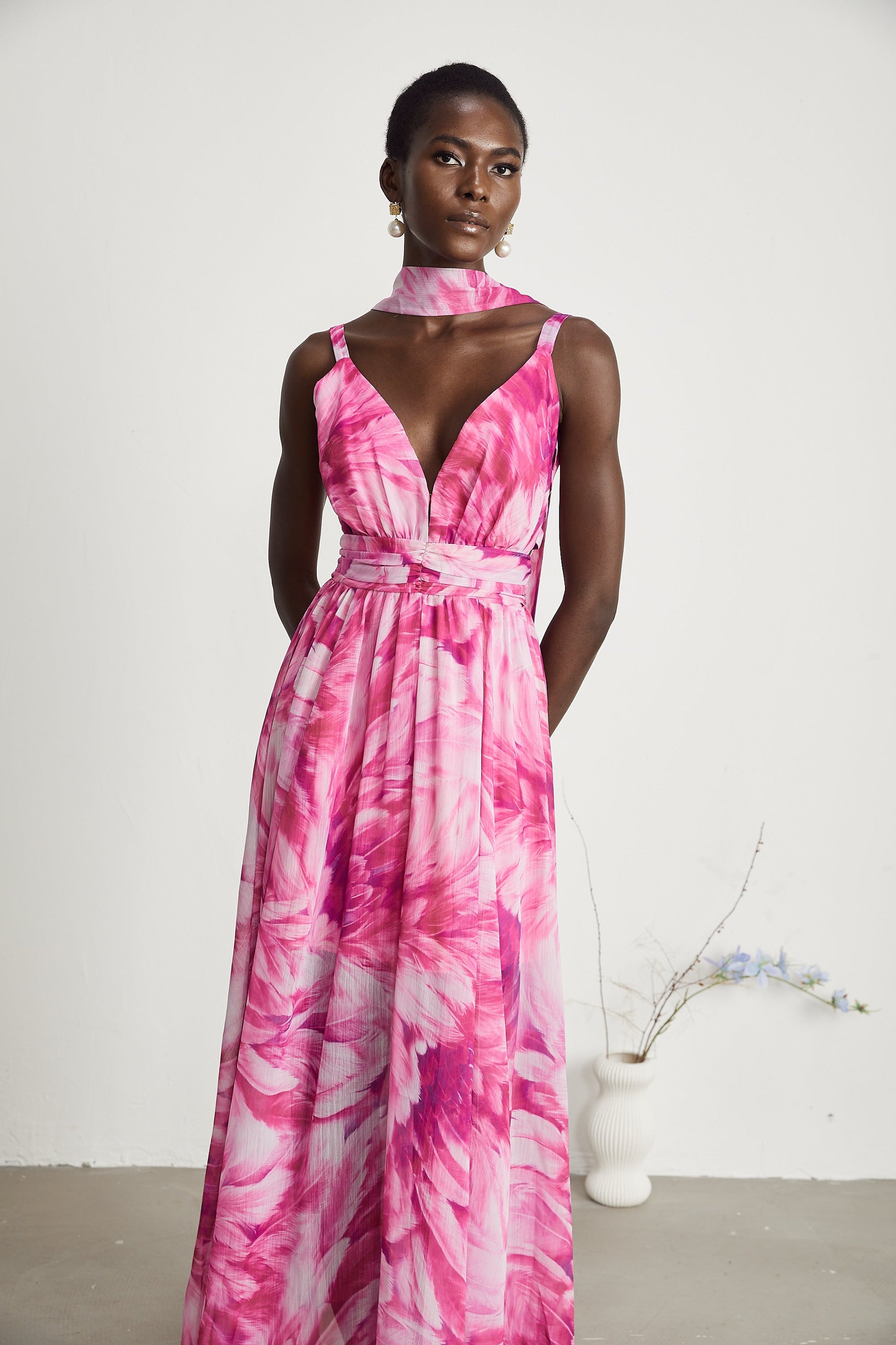 Levoire | Robe Maxi À Fleurs Décolleté En V