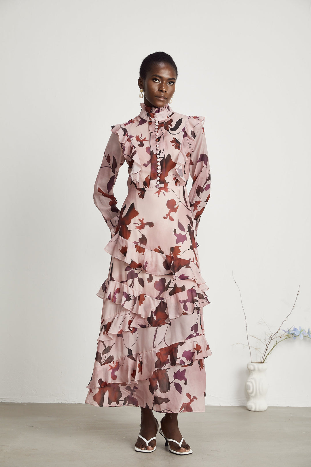 Levoire | Impression Graphique Robe Maxi À Volants