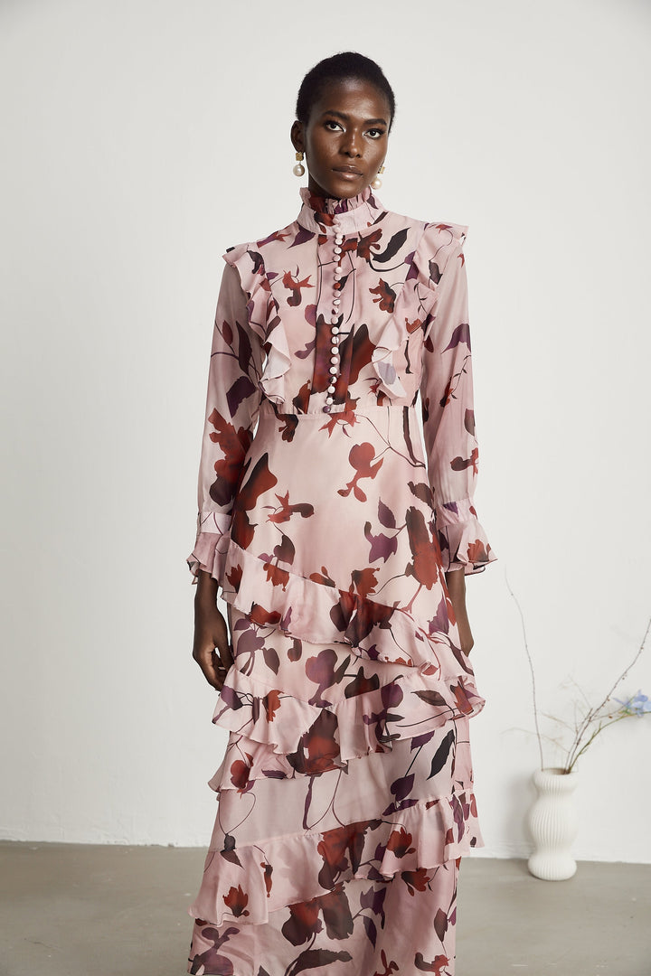 Levoire | Impression Graphique Robe Maxi À Volants