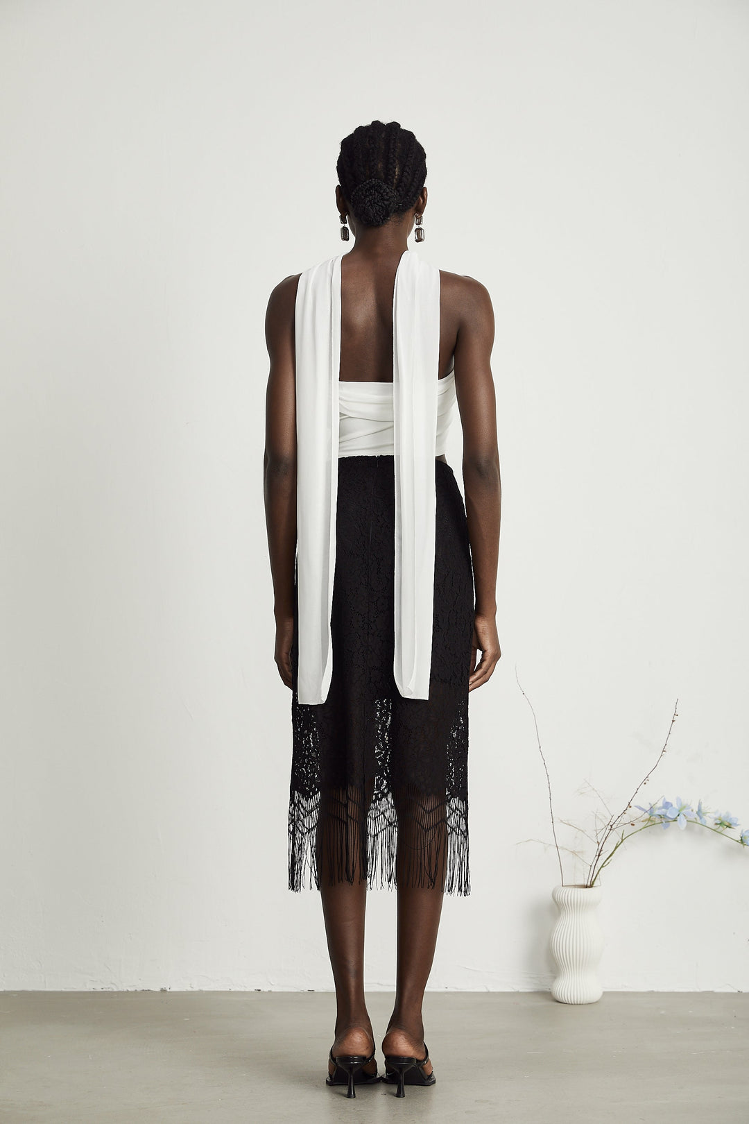 Levoire | Dentelle Brodée Franges Ourlet Jupe