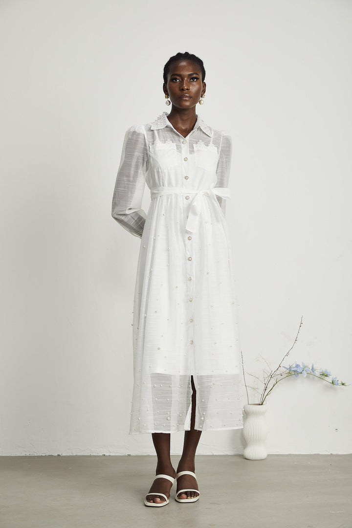 Levoire | Faux Perles Décorées Robe Midi