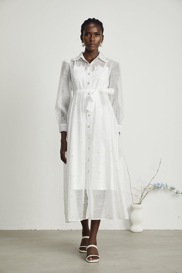 Levoire | Faux Perles Décorées Robe Midi