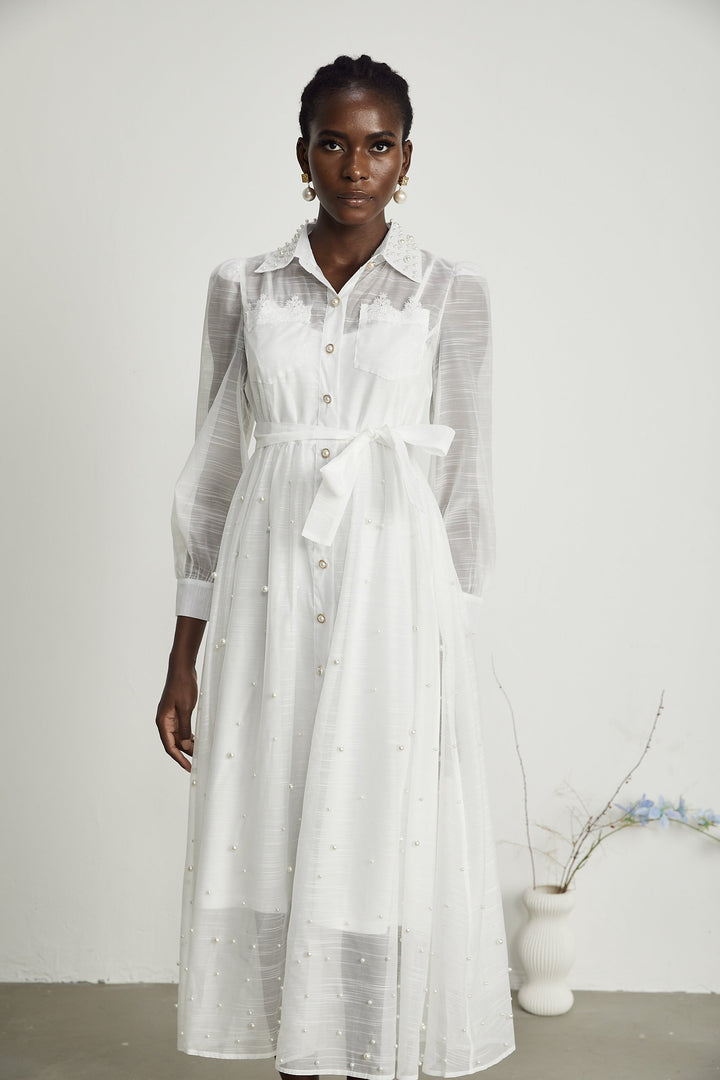 Levoire | Faux Perles Décorées Robe Midi