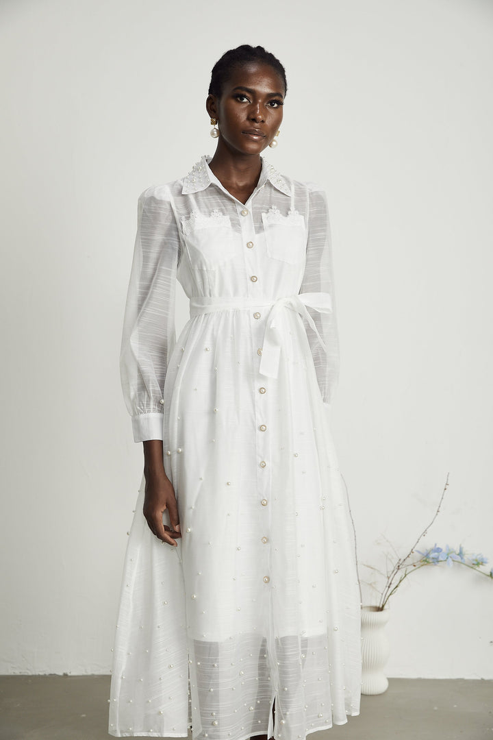 Levoire | Faux Perles Décorées Robe Midi