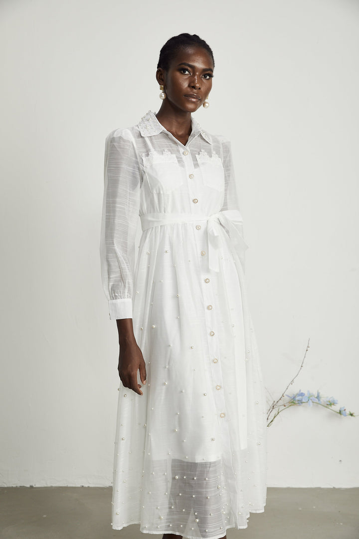 Levoire | Faux Perles Décorées Robe Midi
