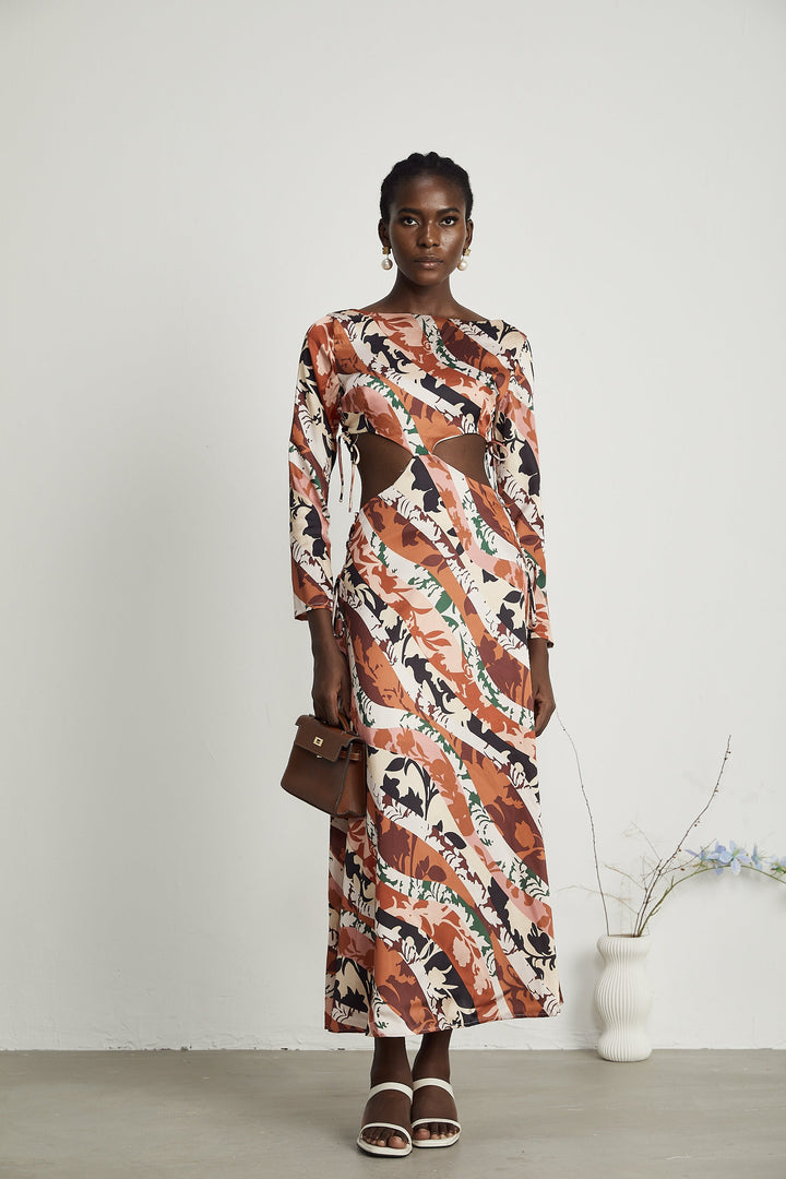 Levoire | Motif Imprimé Découpé Midi Robe
