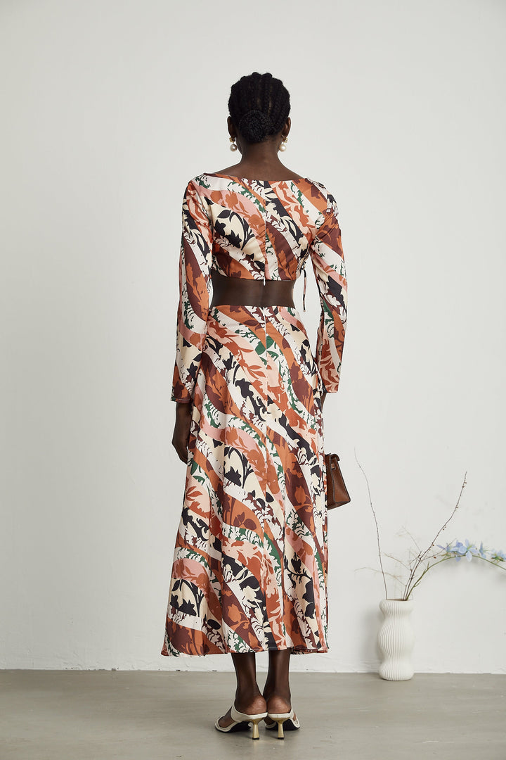 Levoire | Motif Imprimé Découpé Midi Robe