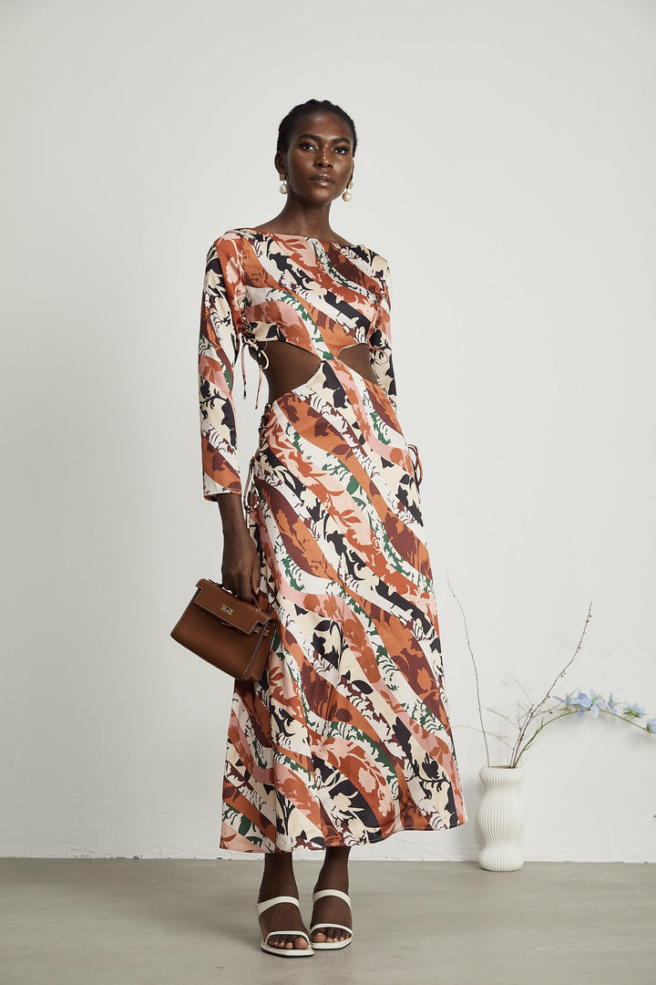 Levoire | Motif Imprimé Découpé Midi Robe