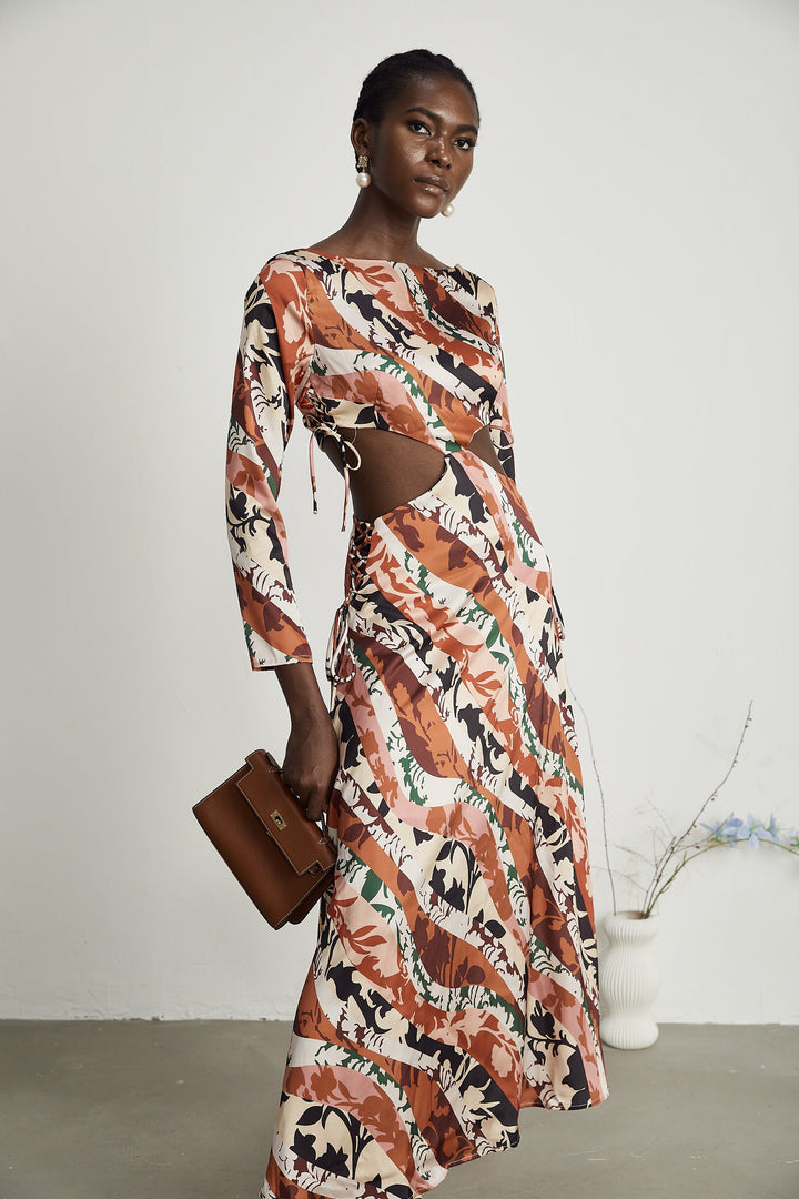 Levoire | Motif Imprimé Découpé Midi Robe