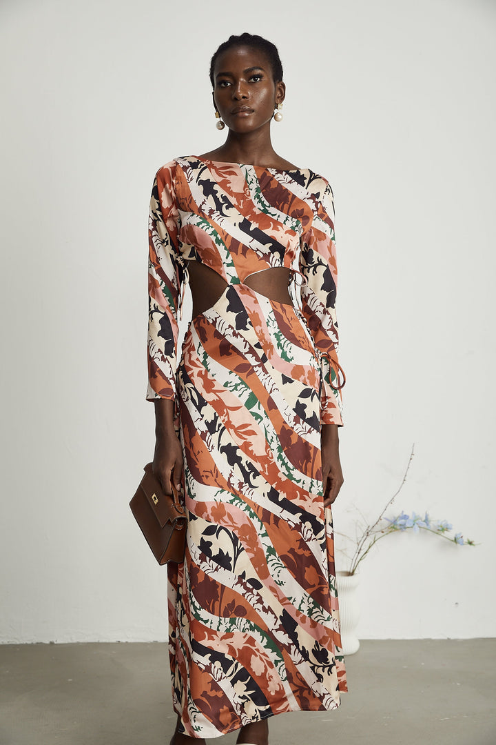 Levoire | Motif Imprimé Découpé Midi Robe
