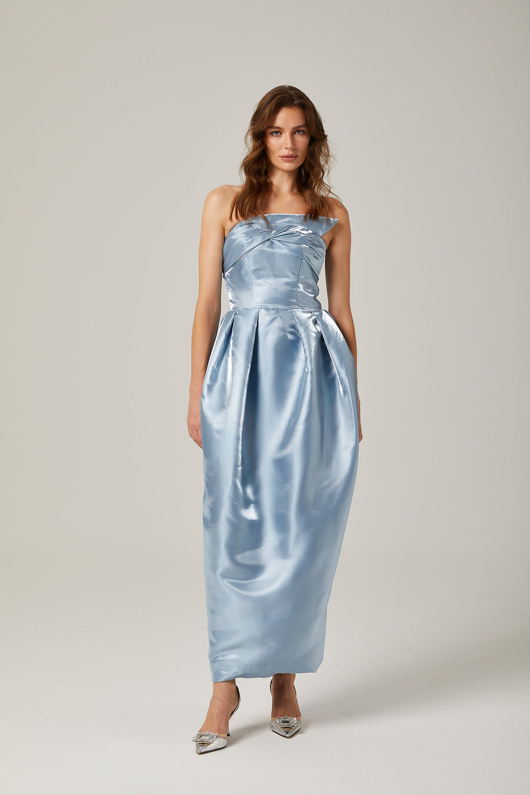 Levoire | Robe Maxi Asymétrique Bleue Off Shoulder