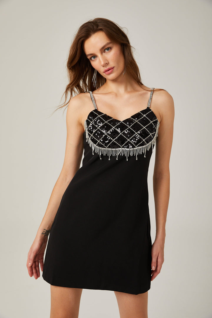 Levoire | Robe Mini Noire Décorée