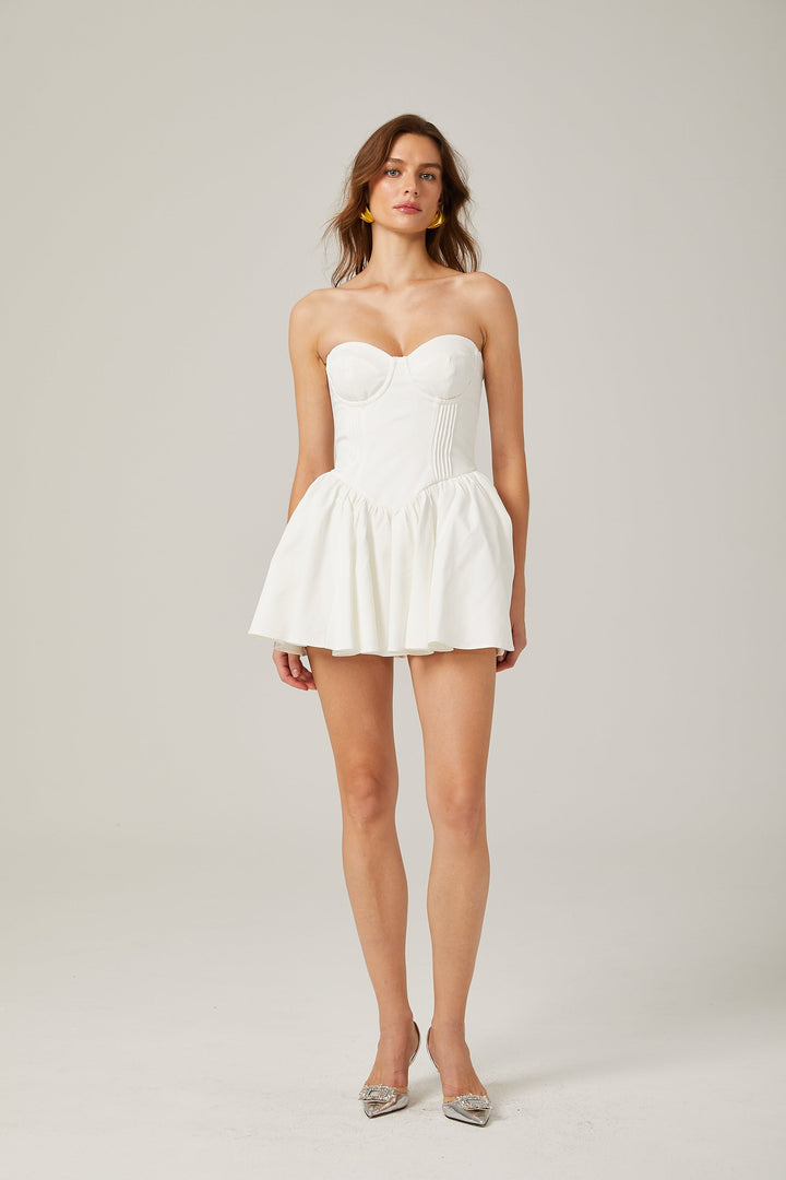 Levoire | Robe Mini Plissée Bustier Blanche