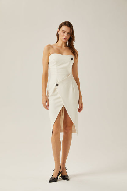 Levoire | Robe Midi Blanche À Épaules Dénudées