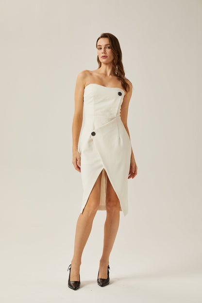 Levoire | Robe Midi Blanche À Épaules Dénudées