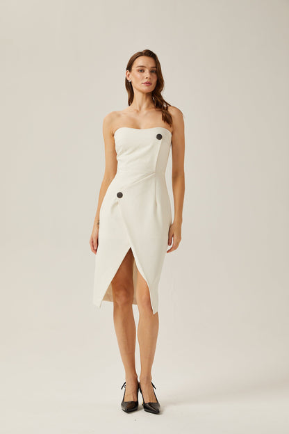 Levoire | Robe Midi Blanche À Épaules Dénudées