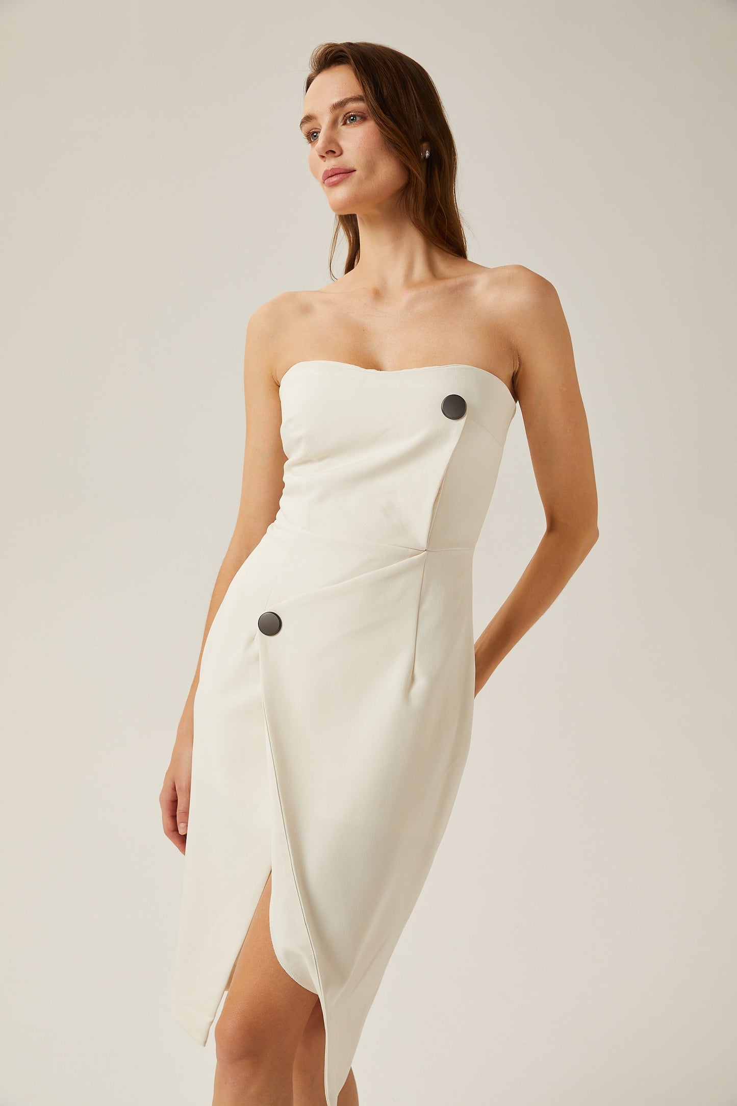 Levoire | Robe Midi Blanche À Épaules Dénudées