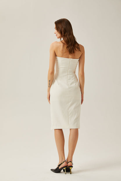 Levoire | Robe Midi Blanche À Épaules Dénudées
