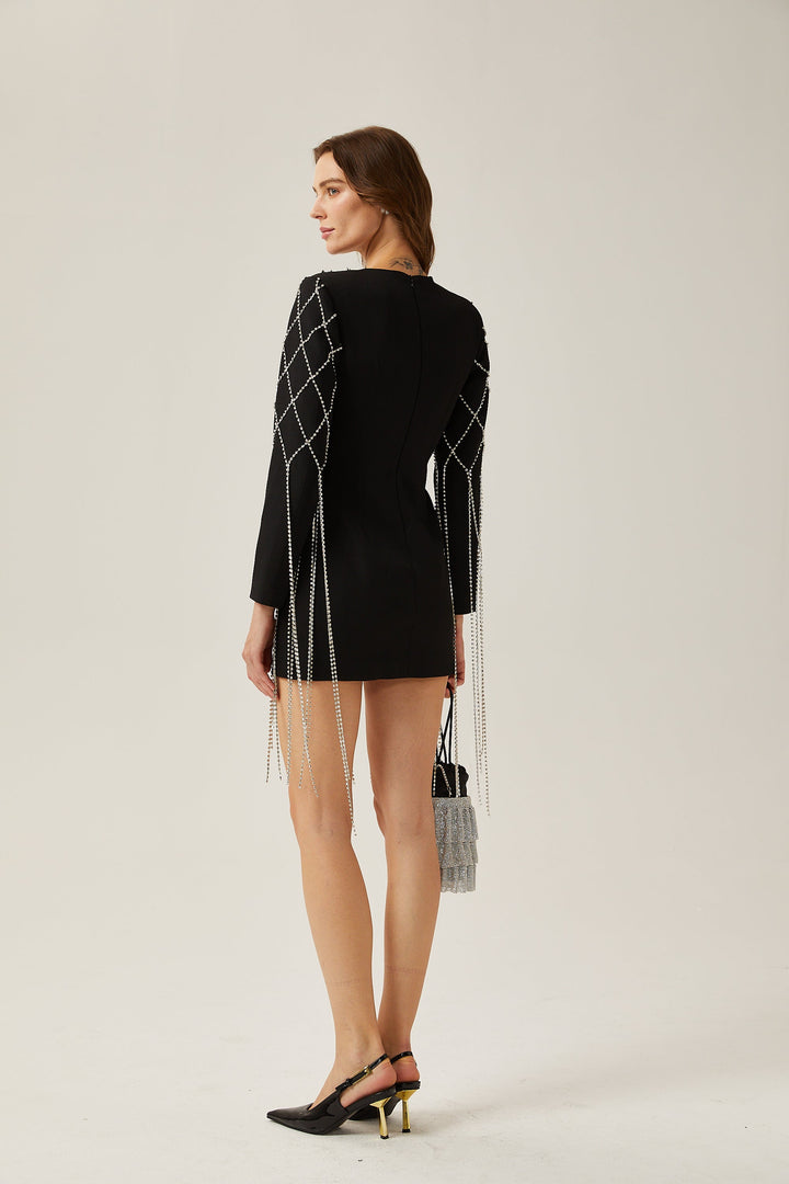 Levoire | Robe Mini Noire Avec Cristaux