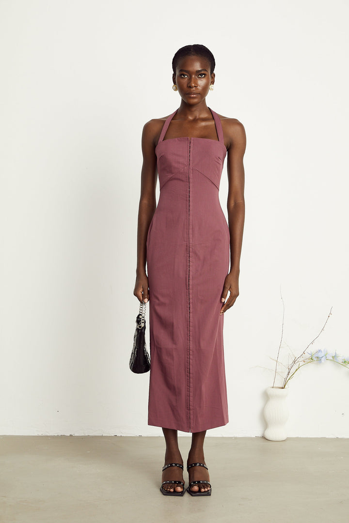 Levoire | Robe Maxi À Encolure Halter Lilas