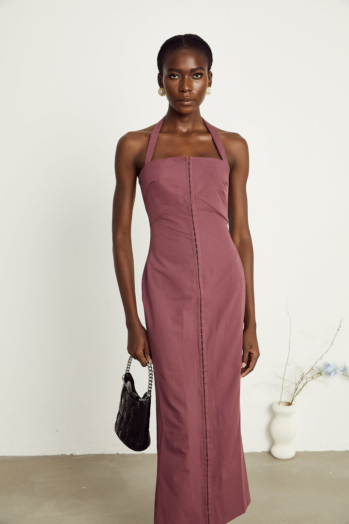 Levoire | Robe Maxi À Encolure Halter Lilas