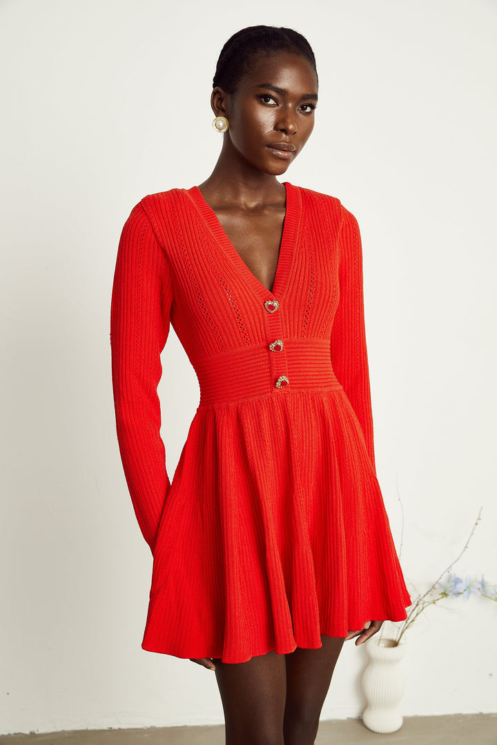 Levoire | Robe Mini À Col V Rouge