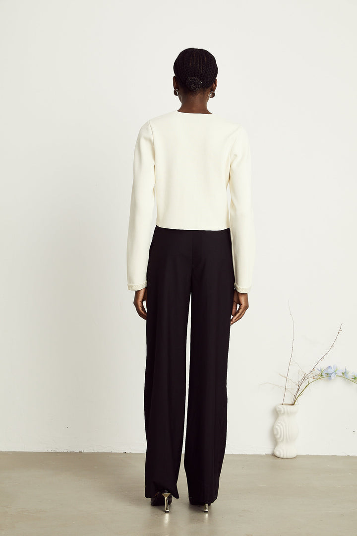 Levoire | Pull En Tricot À Perles En Plastique Beige