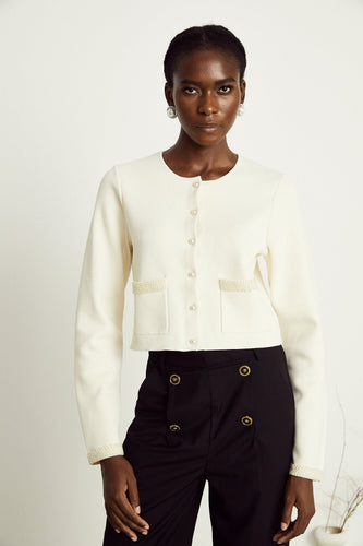 Levoire | Pull En Tricot À Perles En Plastique Beige