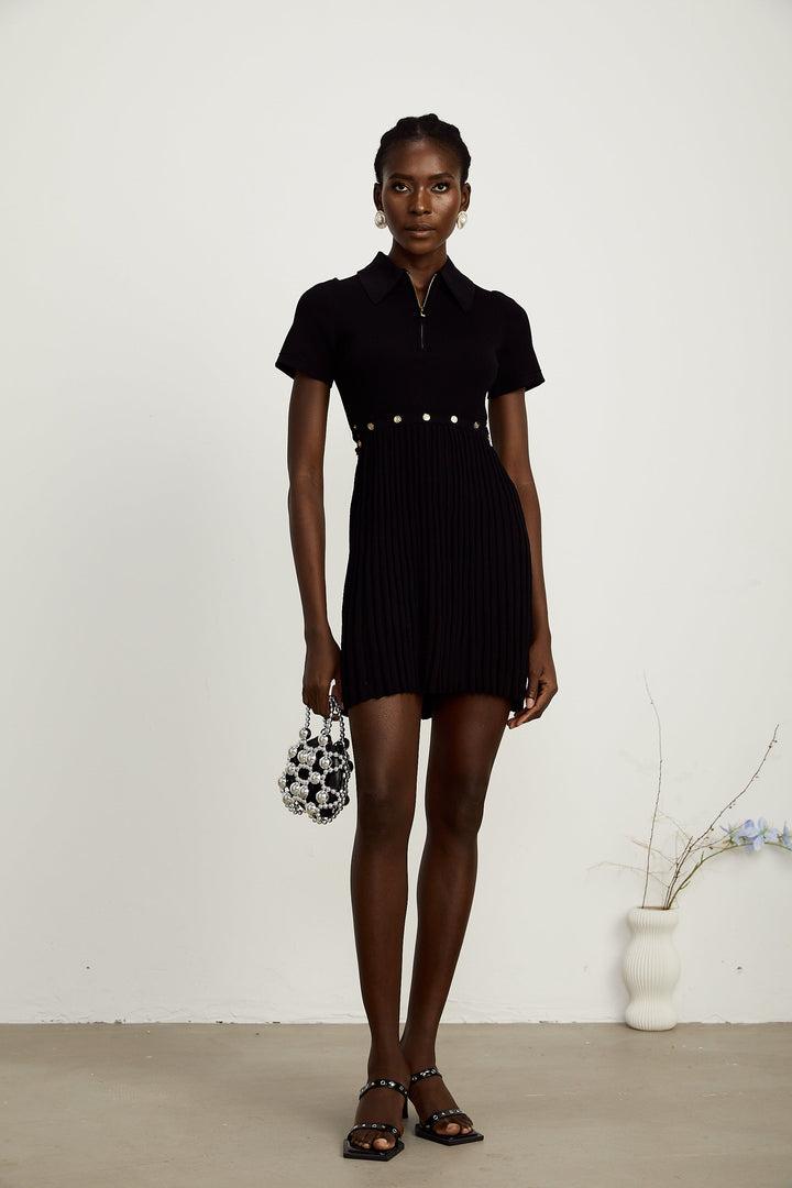 Levoire | Robe En Tricot Plissée Noire